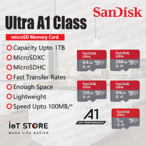 SanDisk Ultra microSD Card A1 Class 10 64GB, 128, 256GB, 512GB, 1TB