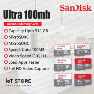 Sandisk Ultra microSD Memory Card - 100mb/s C10