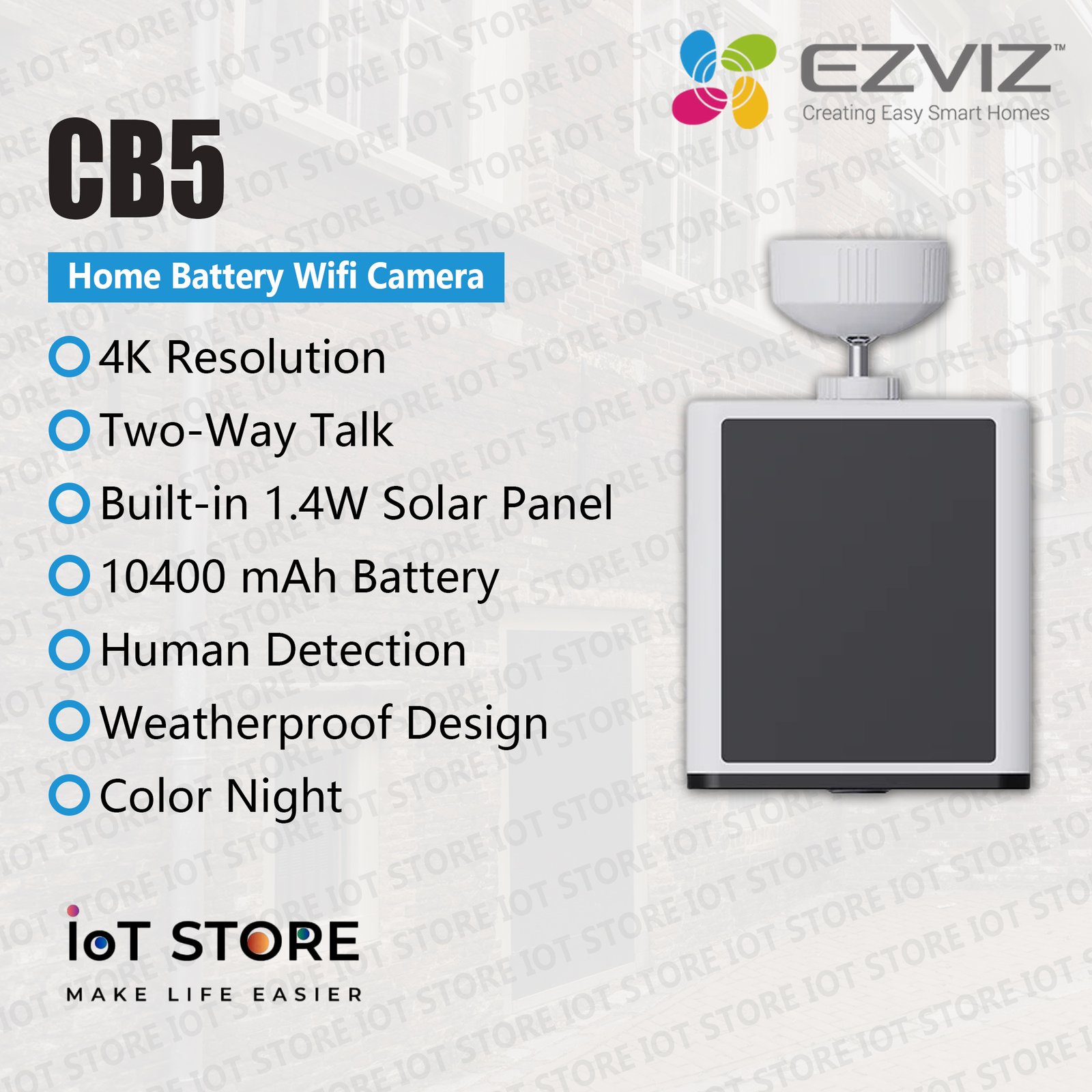 EZVIZ CB5 4K Smart Home Solar Battery Camera